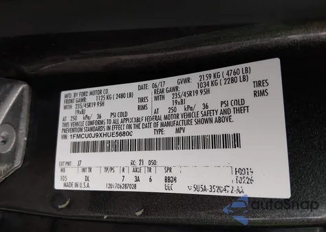 2017 Ford Escape Titanium из США, поврежденный, VIN 1FMCU0J9XHUE56800